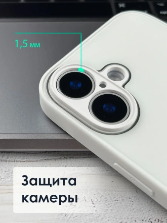 Чехлы стеклянные для iPhone 16 Белый