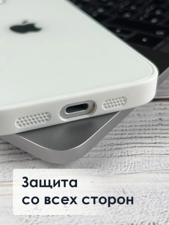 Чехлы стеклянные для iPhone 16 Белый