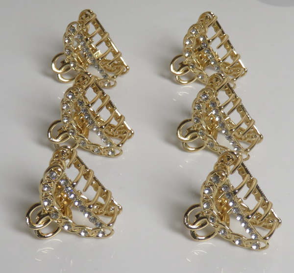 Крабики для волос маленькие набор 6 шт подарок на 8 марта золотистый