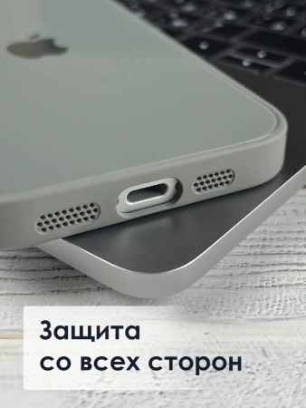 Чехлы стеклянные для iPhone 16 Серый