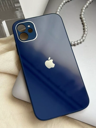Чехлы стеклянные для iPhone 11 т-синий