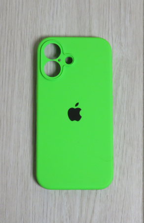 Силиконовый чехол для iPhone 16 с закрытой камерой Салатовый