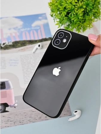 Чехлы стеклянные для iPhone 12 Черный