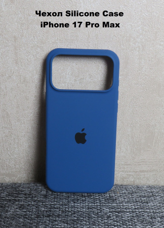 Силиконовый чехол для iPhone 17 Pro Max с открытой камерой деним