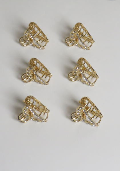 Крабики для волос маленькие набор 6 шт подарок на 8 марта золотистый