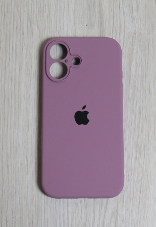 Силиконовый чехол для iPhone 16 Plus с закрытой камерой светло-фиолетовый