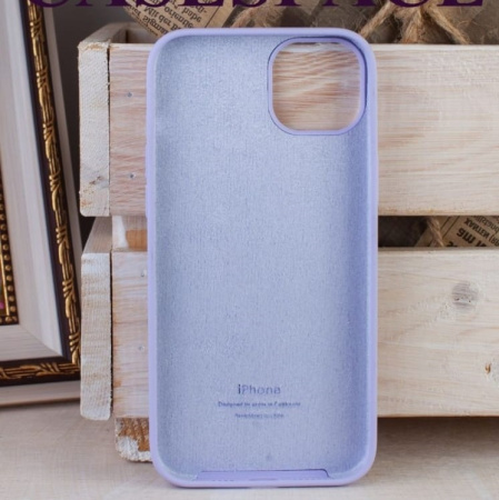 Силиконовый чехол для iPhone 15 Plus с открытой камерой лаванда