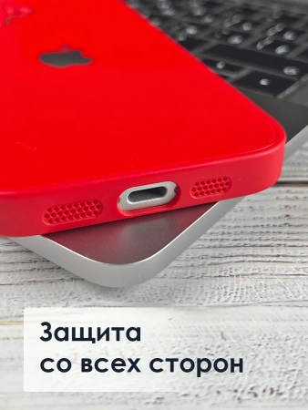 Чехлы стеклянные для iPhone 16 Красный