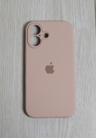 Силиконовый чехол для iPhone 16 с закрытой камерой пудровый