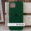 Силиконовый чехол для iPhone 15 Plus с открытой камерой т-зеленый