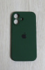 Силиконовый чехол для iPhone 16 с закрытой камерой т-зеленый