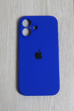 Силиконовый чехол для iPhone 16 Plus с закрытой камерой индиго