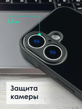 Чехлы стеклянные для iPhone 16 Черный