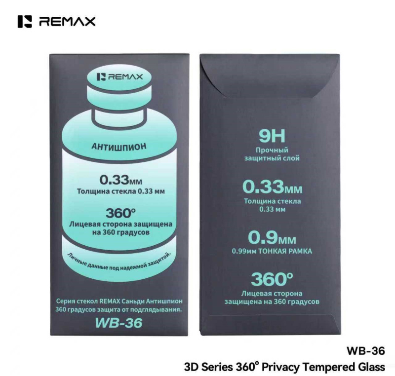 Антишпион 360 Безрамочное защитное стекло REMAX WB-36 iPhone 13 / iPhone 13 Pro / iPhone 14