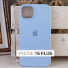 Силиконовый чехол для iPhone 15 Plus с открытой камерой голубой