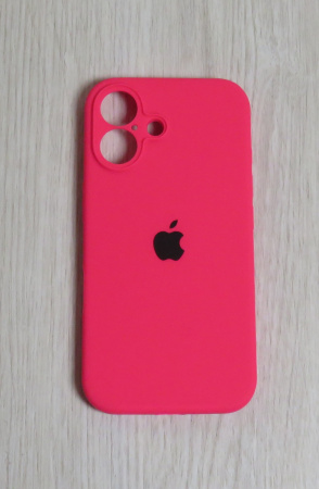 Силиконовый чехол для iPhone 16 Plus с закрытой камерой розовый