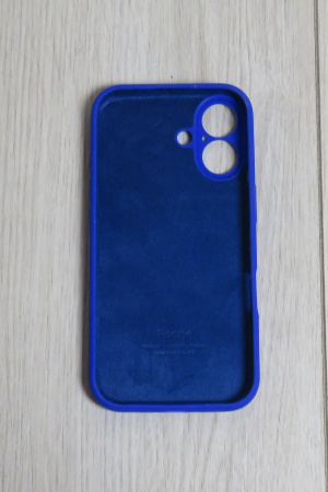 Силиконовый чехол для iPhone 16 Plus с закрытой камерой индиго