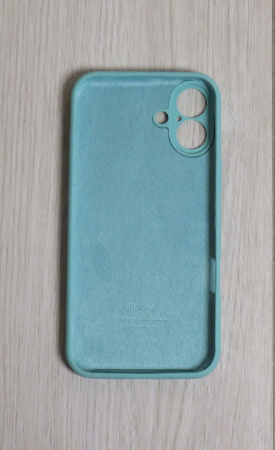 Силиконовый чехол для iPhone 16 с закрытой камерой Мятный