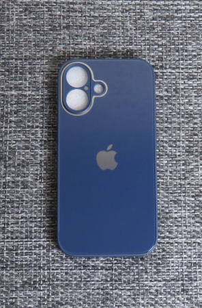 Чехлы стеклянные для iPhone 16 т-синий